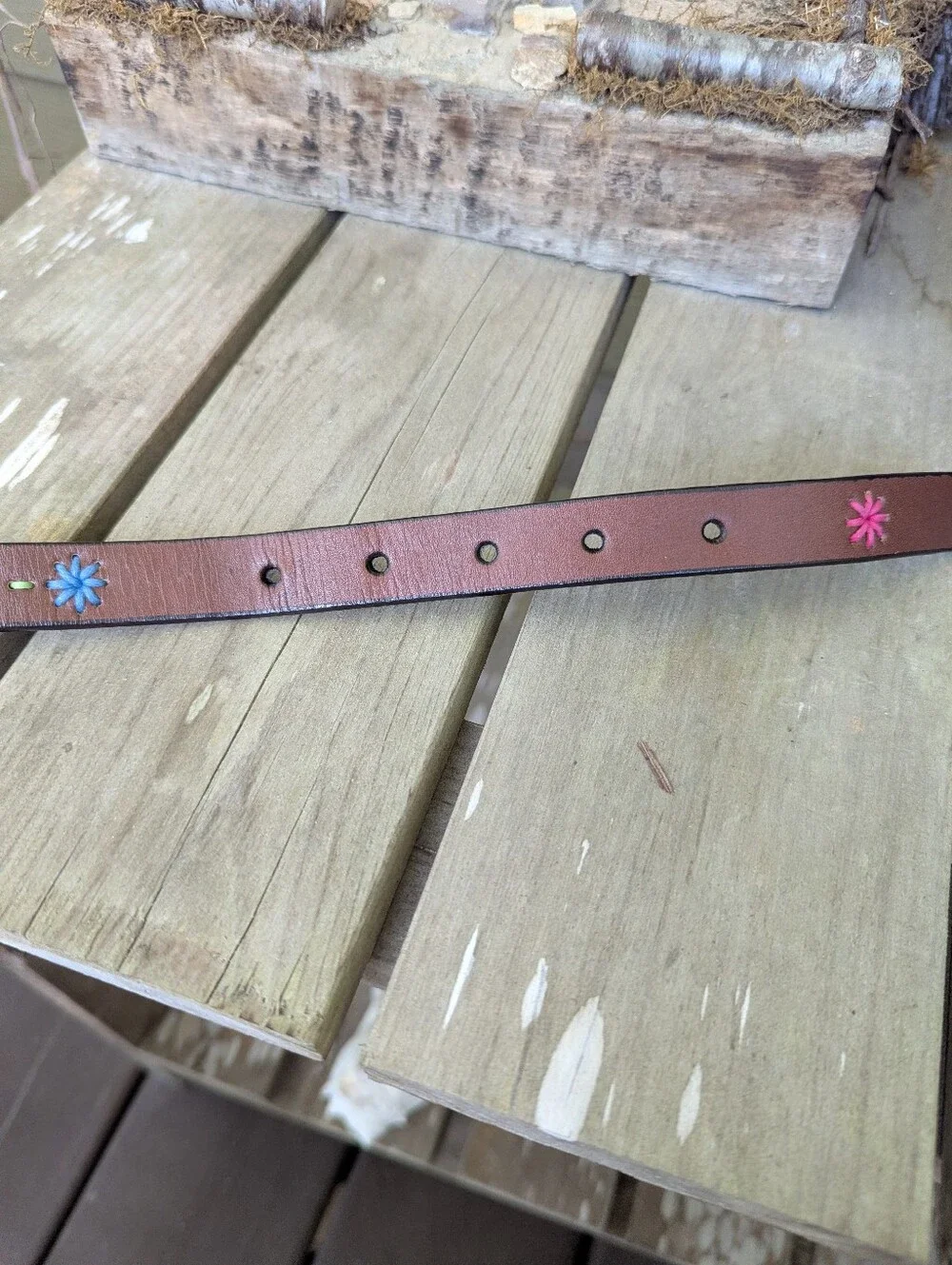 Embroidered Leather Floral Belt | Small | Western Bohemian